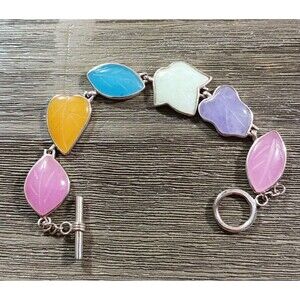 Heng Ngai Jade Leaves Sterling Silver 925 Bracelet